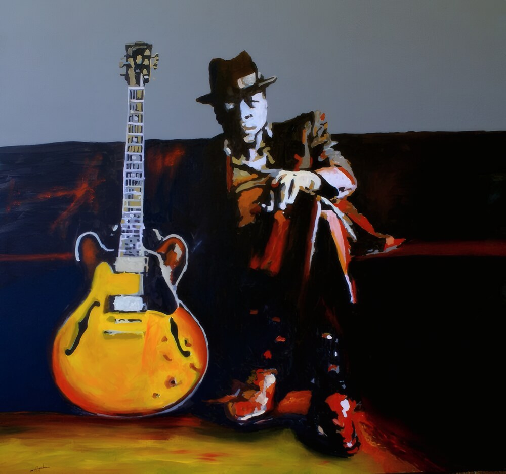 John Lee Hooker, acrylic