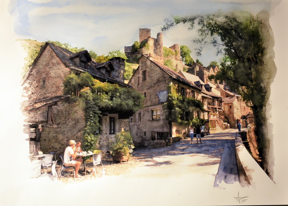 Belcastel, aquarelle