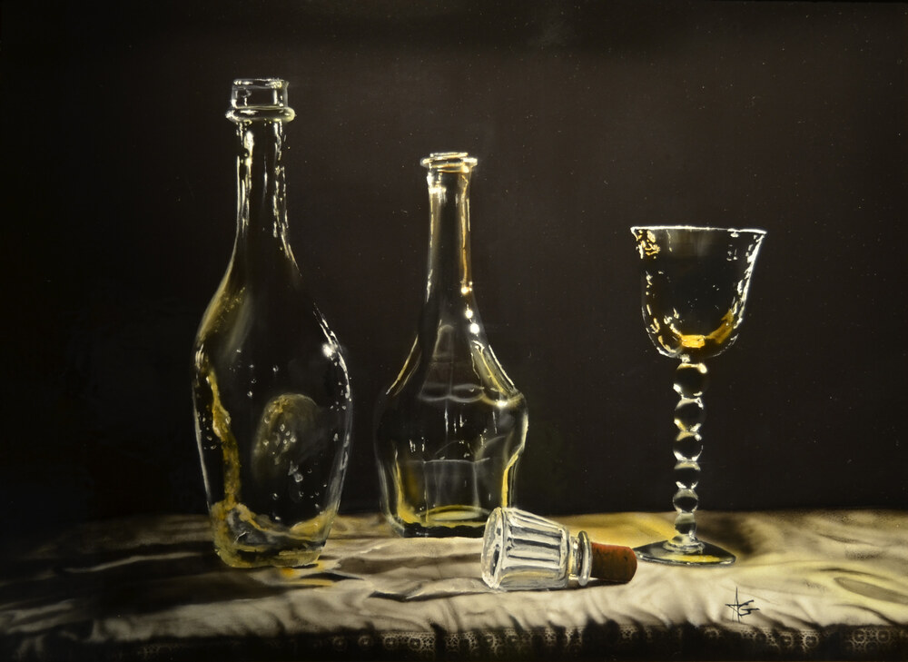 La Morphogénèse du verre, huile sur bois